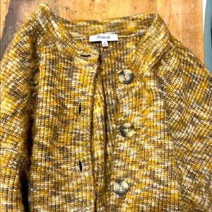 Anthropologie Mustard and Brown Knit Cardigan